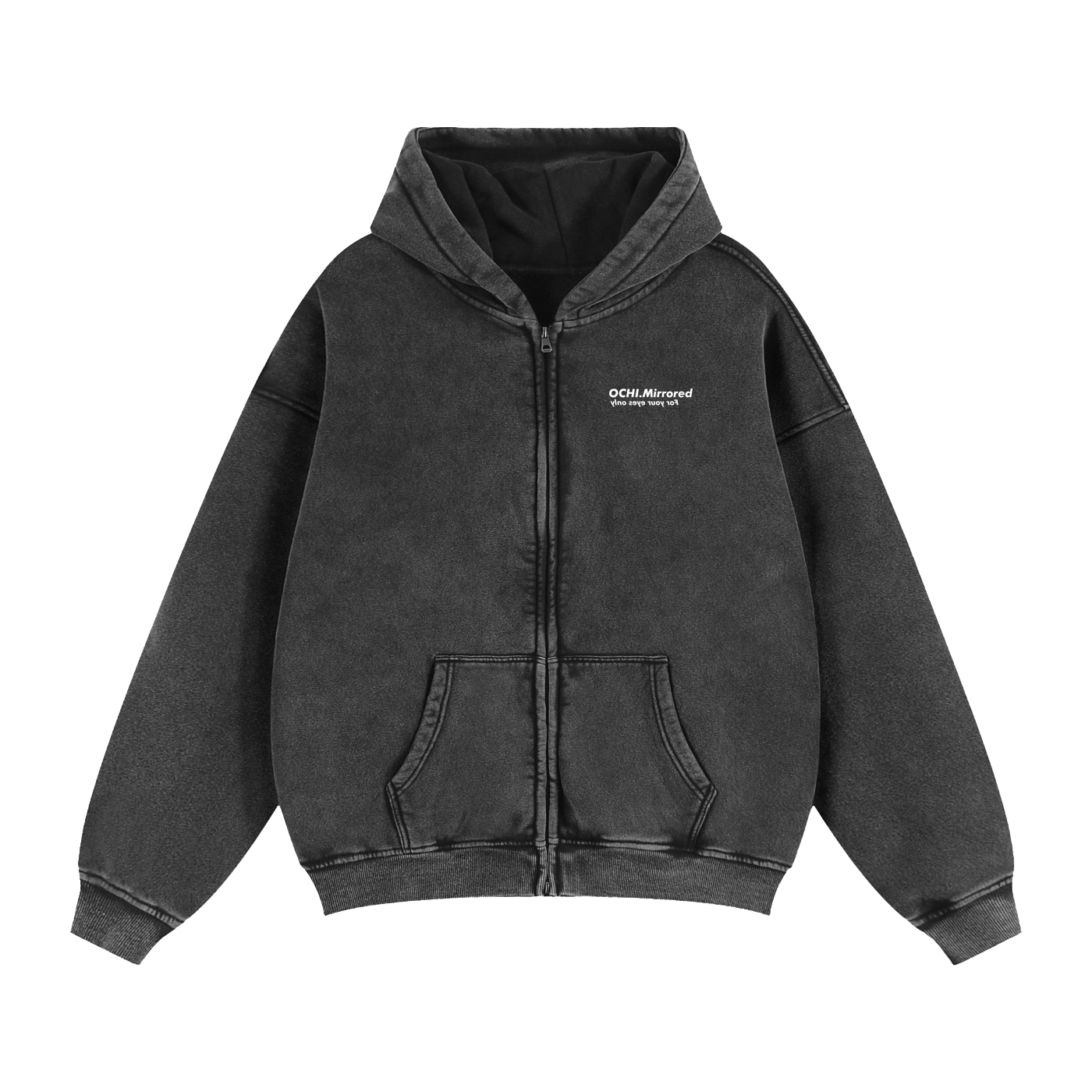 OCHI Washed Black Zip-up Hoodie