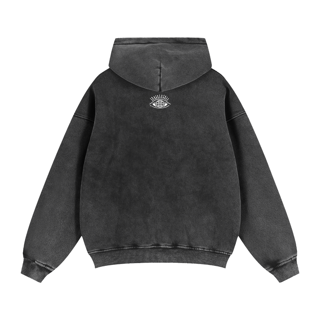 OCHI Washed Black Zip-up Hoodie